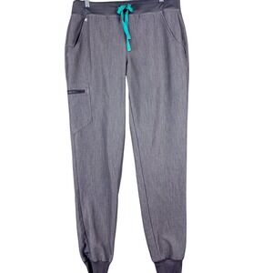 FIGS Zamora Scrub Jogger Pants Womens Medium Tall Gray Technical Pockets Medical